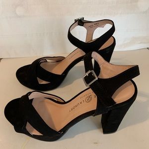 Chinese black velvet heels, size 8, too high for me now and no longer want them